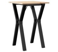 Yisssmeng Table à manger 50 x 50 x 75 cm en bois massif de pin et acier - Petite table de cuisine avec cadre en Y robuste - Table de bistrot carrée pour salle à manger et cuisine - Table rustique en
