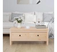 Yisssmeng Table basse 100 x 50 x 40 cm en pin massif rustique avec 2 tiroirs Table d'appoint stable pour salon, canapé, table de chevet, design moderne, pour petits espaces