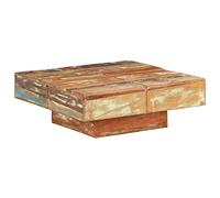 Yisssmeng Table basse 80 x 80 x 28 cm en bois recyclé massif, petite table d'appoint avec plateau en bois robuste, pièce unique faite à la main, design industriel moderne, table basse pour salon