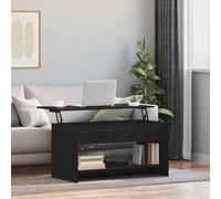 Yisssmeng Table basse aspect chêne noir 80 × 50,5 × 41,5 cm, table d'appoint avec rabat et 2 compartiments, matériau en bois pour salon, bureau ou chambre à coucher