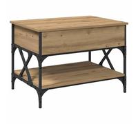 Yisssmeng Table basse avec fonction lift-top, table de salon, aspect chêne artisanal, 70 x 50 x 50 cm, table d'appoint design industriel avec espace de rangement et structure en métal pour salon