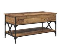 Yisssmeng Table basse avec fonction lift-top, table de salon au design industriel, table d'appoint avec espace de rangement et étagère, 100 x 50 x 50 cm, aspect bois vieilli avec structure en métal