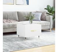 Yisssmeng Table basse blanche 50 x 50 x 40 cm en bois avec tiroir et pieds en fer Design moderne robuste et durable pour salon, canapé, coin, petite table d'appoint