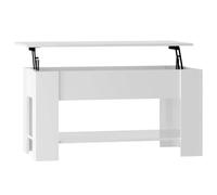 Yisssmeng Table basse blanche brillante réglable en hauteur, table de salon moderne avec fonction Lift Top et espace de rangement, table basse polyvalente en bois pour le salon, 101 x 49 x 52 cm