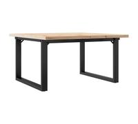 Yisssmeng Table basse de salon - 90 x 90 x 45,5 cm - Bois massif de pin non traité - Table de canapé avec cadre en O en acier noir - Design industriel - Table basse pour le salon
