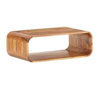 Yisssmeng Table basse en acacia 90 x 50 x 30 cm avec étagère, finition miel en bois massif, table de salon, chambre à coucher, couloir