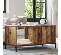 Yisssmeng Table basse en bois recyclé 90 x 49 x 46 cm en bois avec portes rabattables - Table latérale moderne avec étagère pour salon, canapé, table d'appoint pour petits espaces