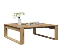 Yisssmeng Table basse en chêne artisanal 100 x 100 x 35 cm en bois robuste - Design moderne avec plateau peu encombrant - Pour petit salon, canapé et insert d'appoint
