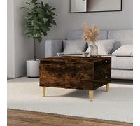 Yisssmeng Table basse en chêne fumé 55 x 55 x 36,5 cm Matériau du bois et eucalyptus Design moderne avec tiroir Petite table d'appoint pour salon, chambre à coucher, couloir