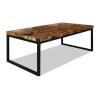 Yisssmeng Table basse en teck massif avec résine 110 x 60 x 40 cm