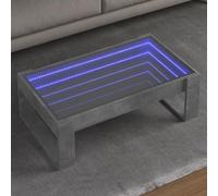 Yisssmeng Table basse Infinity LED gris béton 90 x 53 x 30 cm Bois et verre Petite table d'appoint moderne RVB Ambiance pour salon chambre à coucher