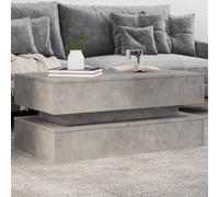Yisssmeng Table basse LED gris béton 90 x 50 x 40 cm Petite table d'appoint en bois avec éclairage RVB Design moderne pour salon, canapé et plus encore