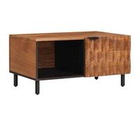 Yisssmeng Table basse marron 80 x 50 x 40 cm en bois massif de mangue - Table de salon rectangulaire avec espace de rangement et portes à charnière - Table basse élégante pour un design d'intérieur