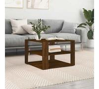 Yisssmeng Table basse marron, aspect chêne, 59,5 x 59,5 x 40 cm, à 3 niveaux, en matériau dérivé du bois, design moderne, robuste, mini table d'appoint pour salon, chambre à coucher et couloir