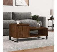 Yisssmeng Table basse marron aspect chêne moderne avec espace de rangement 100 x 50 x 45 cm en bois et pieds en métal pour salon, coin canapé et petits couloirs