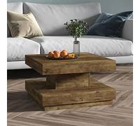 Yisssmeng Table basse marron foncé 60 x 60 cm MDF avec placage design moderne robuste et stable pour petits espaces salon canapé table d'appoint avec lignes épurées