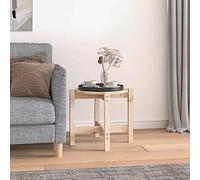 Yisssmeng Table basse ronde 52,5 x 45 cm en pin massif non traité, design classique, robuste et peu encombrant, petite table d'appoint pour salon, coin canapé ou studio