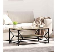 Yisssmeng Table basse Sonoma chêne 90 x 50 x 40 cm en bois d'ingénierie et acier, design moderne, pieds en acier, avec étagère, robuste et durable, pour salon, canapé, coin