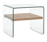Yisssmeng Table basse transparente 50 × 50 × 45 cm en verre trempé de 8 mm et MDF avec étagère - Design moderne - Robuste et durable - Pour salon, coin canapé