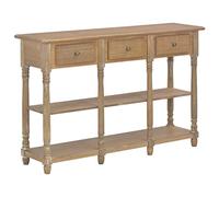 Yisssmeng Table console 110 x 30 x 76 cm avec 3 tiroirs | Table d'appoint compacte pour couloir et salon avec 2 compartiments ouverts et pieds robustes en pin massif.