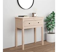 Yisssmeng Table console 70 x 35 x 75 cm en pin massif avec 2 tiroirs, petite table d'appoint rustique design moderne pour couloir, salon, chambre à coucher