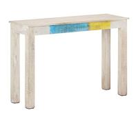 Yisssmeng Table console blanche 115 x 35 x 77 cm en bois de manguier rugueux, table d'appoint étroite avec charme rustique, design moderne pour couloir, salon et chambre à coucher