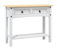 Yisssmeng Table Console Corona Pin Massif avec Tiroirs 90x34,5x73 cm | Meuble d'entrée rustique avec plateau bicolore et étagère basse pour embellir votre salon ou couloir.
