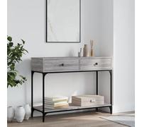 Yisssmeng Table console grise Sonoma 100 x 34,5 x 75 cm avec structure en métal - Table d'appoint moderne avec tiroirs pour couloir, salon, chambre à coucher