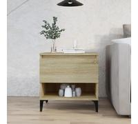 Yisssmeng Table d'appoint en chêne Sonoma - 50 x 46 x 50 cm - Avec tiroir - Structure en métal massif - Table basse industrielle - Design moderne - Pour salon, chambre à coucher, couloir