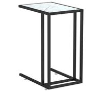 Yisssmeng Table d'Appoint en Verre Effet Marbre Blanc 50x35x65cm