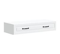 Yisssmeng Table d'appoint murale blanche - 87,5 x 34,5 x 17 cm - Console murale avec tiroir - Armoire suspendue moderne en bois - Table de chevet flottante pour salon, couloir, bureau