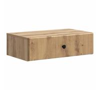 Yisssmeng Table d'appoint murale en chêne Artisan - 59 x 34,5 x 17 cm - Table de chevet flottante avec tiroir en bois - Table de chevet moderne suspendue pour salon, chambre à coucher et couloir