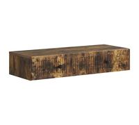 Yisssmeng Table d'appoint murale en chêne fumé, buffet flottant en bois avec 1 tiroir, étagère murale peu encombrante pour salon et couloir, 87,5 x 34,5 x 17 cm
