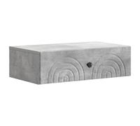 Yisssmeng Table d'appoint murale, gris béton, 59 x 34,5 x 17 cm, table de chevet flottante en bois avec tiroir, étagère murale moderne pour salon et chambre à coucher
