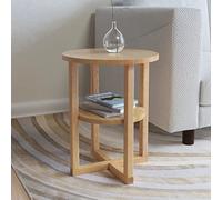 Yisssmeng Table d'appoint ronde en chêne massif 40 cm avec étagère design moderne et durabilité pour salon, chambre à coucher et couloir