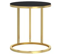 Yisssmeng Table d'Appoint Ronde Verre et Métal Doré Noir 45x58 cm | Sublimez votre salon avec ce bout de canapé élégant doté d'un cadre robuste et d'un plateau en verre de 5 mm.
