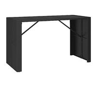 Yisssmeng Table de bar 185 x 80 x 110 cm en polyrotin noir, table haute avec plateau en verre trempé pour jardin et terrasse, table de jardin stable pour fêtes