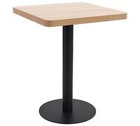 Yisssmeng Table de bistro 60 x 60 x 75 cm - Marron clair et noir - Table de cuisine carrée en MDF aspect bois avec structure en acier - Petite table basse pour 2 personnes, restaurant et café