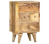 Yisssmeng Table de Chevet 36x30x60 cm Bois de Manguier Massif 4 Tiroirs | Meuble d'appoint compact pour chambre avec quatre compartiments pour optimiser le rangement au quotidien.