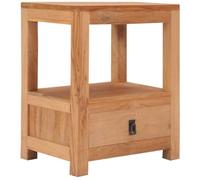 Yisssmeng Table de Chevet 40x30x50 cm en Bois de Teck Massif | Meuble de chambre rustique pré-assemblé avec un tiroir et une étagère pour optimiser l'espace près du lit.