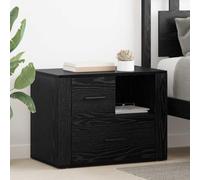 Yisssmeng Table de chevet - Aspect chêne - Noir - 35 x 60 x 50 cm - Table de chevet moderne avec 2 tiroirs et 1 étagère - En matériau dérivé du bois - Jusqu'à 60 kg - Pour chambre à coucher, chambre