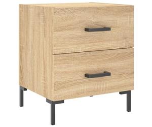 Yisssmeng Table de Chevet avec Tiroir 40x35x47.5 cm Chêne Sonoma | Meuble d appoint style moderne avec tiroirs de rangement et pieds en fer pour chambre a coucher et salon