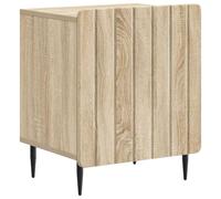 Yisssmeng Table de Chevet Bois d'Ingénierie Chêne Sonoma 43x34,5x52 cm | Meuble d'appoint vintage pour chambre avec porte à 90 degrés, pieds métalliques stables et rangement spacieux pour livres.