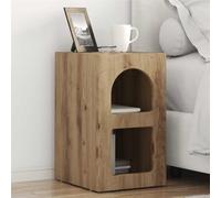 Yisssmeng Table de chevet en chêne artisan - 29,5 x 35 x 50 cm - Table latérale moderne avec 2 étagères - Construction robuste - Facile à nettoyer - Pour chambre à coucher, lit à sommier tapissier et