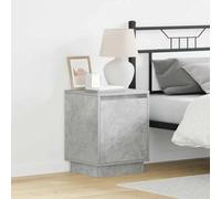 Yisssmeng Table de chevet gris béton 39 x 34,5 x 50 cm en bois avec LED USB et porte - Armoire d'appoint pratique moderne pour chambre à coucher, lit à sommier tapissier, chambre d'amis