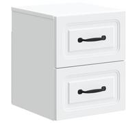 Yisssmeng Table de Chevet Murale à 2 Tiroirs Blanc 34,5x33x40 cm | Meuble suspendu gain de place avec 2 tiroirs spacieux en bois d'ingénierie, idéal pour optimiser l'espace dans la chambre.