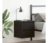 Yisssmeng Table de chevet murale - Chêne noir - 38 x 34 x 40 cm - En bois - Design moderne avec 2 tiroirs - Console de chevet peu encombrante - Pour chambre à coucher, lit à sommier tapissier, salon