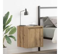 Yisssmeng Table de chevet murale en chêne artisan - 38 x 34 x 40 cm - Table d'appoint flottante moderne avec porte flexible - Peu encombrante - Pour chambre à coucher, salon, couloir
