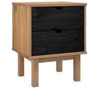 Yisssmeng Table de Chevet OTTA Bois de Pin Massif Noir 45x39x57 cm