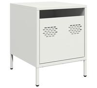 Yisssmeng Table de Chevet Style Industriel en Acier Blanc 35x39x43,5 cm